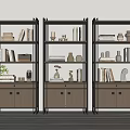 Modern Storage Shelving Units With Wood Metal Frame Books Vases And Decor