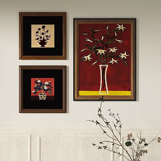 Modern French Retro Abstract Light Luxury Simple Middle Ancient Decorative Painting 3d model