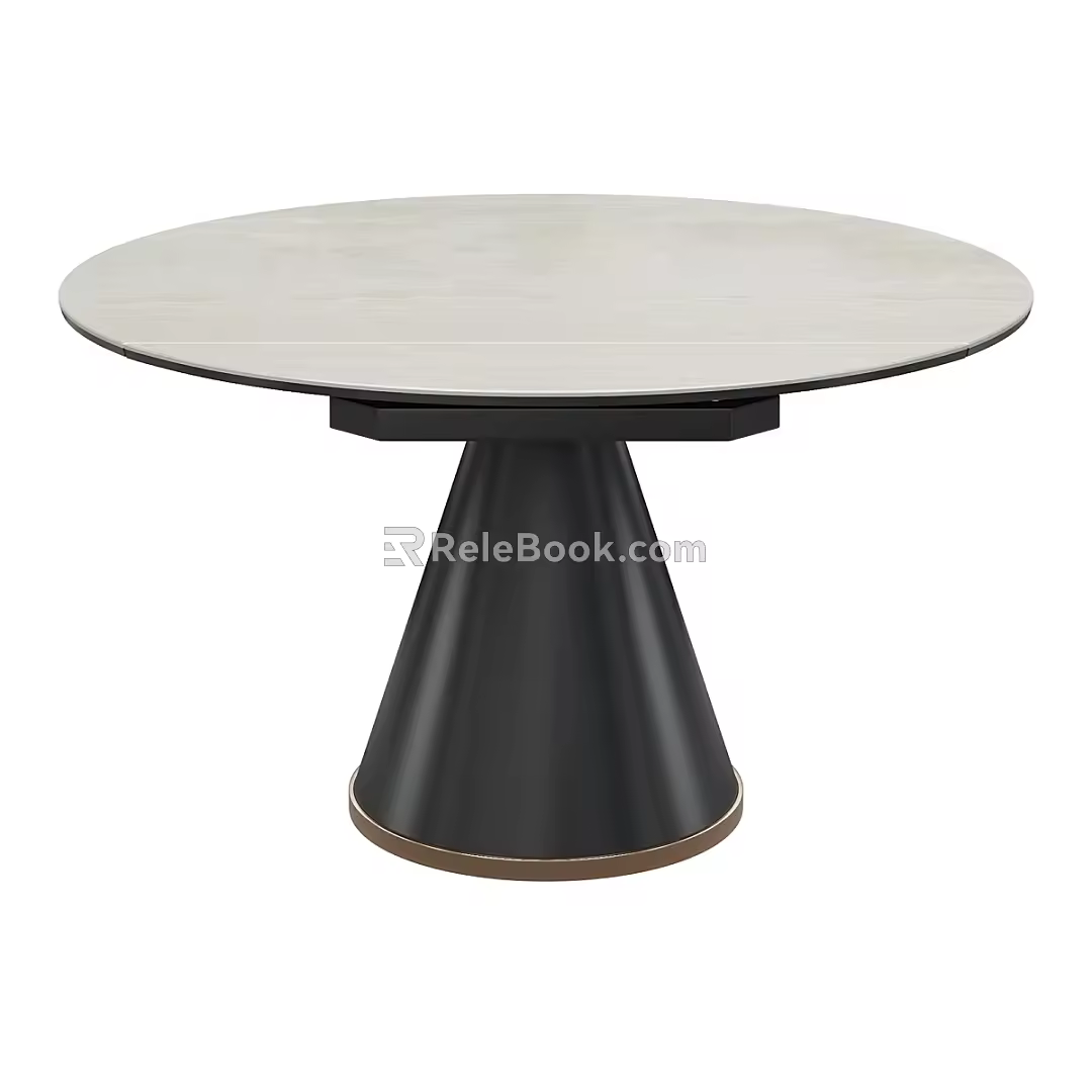 Modern Simple Light Luxury Dining Table Round Dining Table Marble Dining Table 3d model
