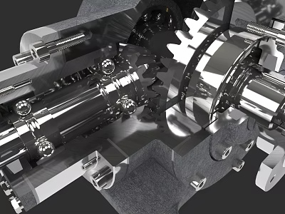 Mechanical Gear System With Precision Metal Shafts And Intricate Components 3d model