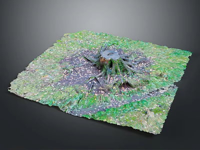 Wood Stone Decorative Art Piece With Natural Texture Square Design Green And Dark Patterns Center 3d model