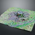 Wood Stone Decorative Art Piece With Natural Texture Square Design Green And Dark Patterns Center