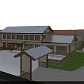 Traditional Chinese Ancient Architecture Courtyard Layout With Multiple Buildings Green Spaces And Trees