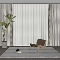 Modern Curtain Window Screen 3d model