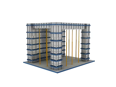 Industrial Equipment Steel Framework With Multi Layer Structure And Support Columns 3d model