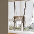White Sheer Curtain with Tie Back Design for Window and Scenic Outside View