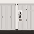 Modern White Wardrobe Featuring Multiple Cabinet Doors And Open Shelves For Storage And