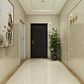 Elevator Hallway Featuring Marble Walls Flooring Elevator Doors And Ceiling Lights 3d model