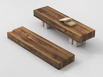 Middle Ancient Stool Long Stool Solid Wood Stool Bed End Stool Shoe Changing Stool 3d model