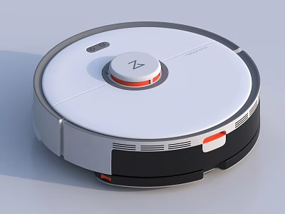 Smart Modern Robotic Vacuum Cleaner With Round Design And White Surface 3d model
