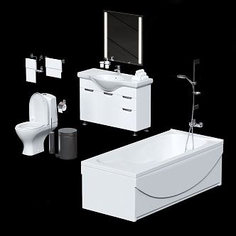 Modern Washbasin Bathtub Toilet Bathroom Cabinet 3d model