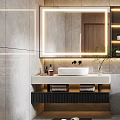 Elegant Modern Bathroom Interior Design With Marble Vanity Backlit Mirror Toilet And Glass Shower Enclosure