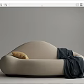 Beige Lazy Sofa With Yellow Pillow And Dark Green Blanket For Cozy Home Decor
