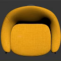 Modern Yellow Fabric Leisure Chair with Curved Backrest Armrests and Metal Frame