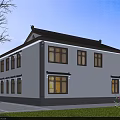 Traditional Chinese Style Detached Villa With Grey Tile Roof White Walls Balcony And Green Plants