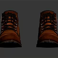 Red Leather Lace Up Ankle Boots With Shiny Surface And Dark Rubber Soles