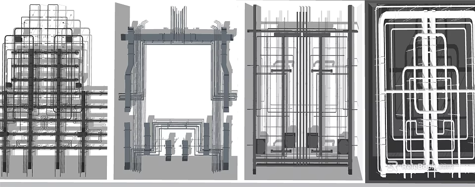 Architectural Building Construction Pipes Structural Framework Installation Interior Layout Design 3d model