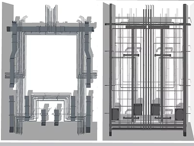 Architectural Building Construction Pipes Structural Framework Installation Interior Layout Design 3d model