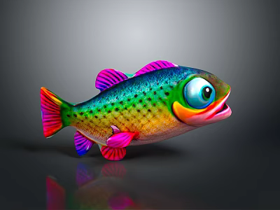 Vibrant Colorful Tropical Fish With Large Eyes Spotted Scales And Pink Fins 3d model