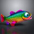 Vibrant Colorful Tropical Fish With Large Eyes Spotted Scales And Pink Fins