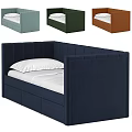 Modern Single Bed Design With Upholstered Headboard Storage Drawers And Multiple Color Options 3d model