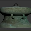 Ancient Bronze Sculpture Carving With Lid Ring Handles Greenish Patina And Decorative Patterns