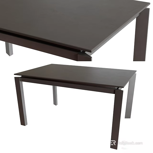 Modern Space Saving Functional Table With Dark Brown Wooden Top And Metal Legs 3d model 