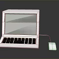 White Laptop With Screen Displaying Green Data And Connected White Mouse 3d model