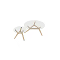 Modern Round Glass Top Dining Tables With Wooden Legs And Sturdy Base 3d model