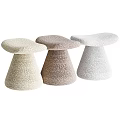 Modern Mushroom Shaped Stools With Textured Knitted Fabric In Beige And Light Brown Design
