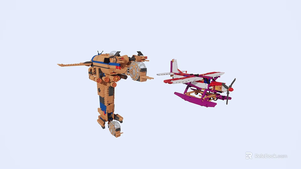 Building Blocks Mechanical Arm And Seaplane Model Construction Design Ideas 3d model 