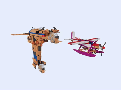 Building Blocks Mechanical Arm And Seaplane Model Construction Design Ideas 3d model