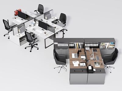 Modern Office Desk and Chair Office Desk and Chair Staff Card Office Supplies 3d model