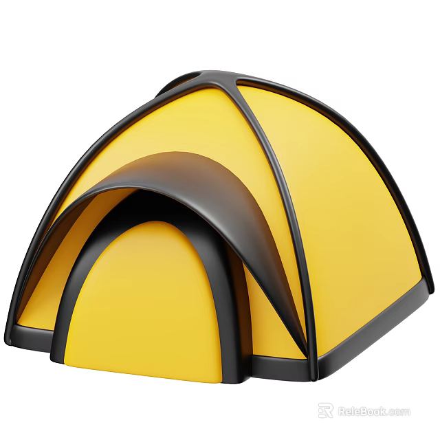 Modern Yellow Black Tent Decorative Ornament Figurine Set for Home Decor 3d model 