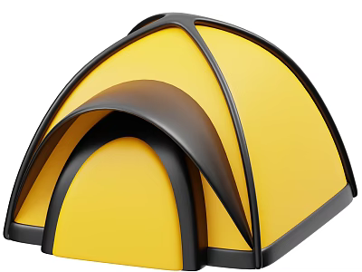 Modern Yellow Black Tent Decorative Ornament Figurine Set for Home Decor 3d model