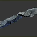3D Blue Terrain Model With Mountainous Topography And Detailed Road Networks
