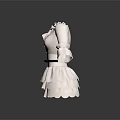 Elegant White Ruffled Dress With Collar Cuffs Black Belt And Layered Skirt