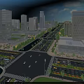 Modern Urban Road Infrastructure With Intersections Green Belts And Street Lamps In City
