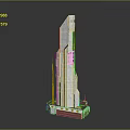 Modern Tall Skyscraper Architectural Model With Streamlined Design Glass Metal Facade And Base Structure