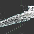 Large Gray 3D Warship Model With Red Stripes And Detailed Deck Structure 3d model