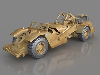Golden Heavy Duty Utility Vehicle Featuring Large Tires Mechanical Arm And Sturdy Design 3d model