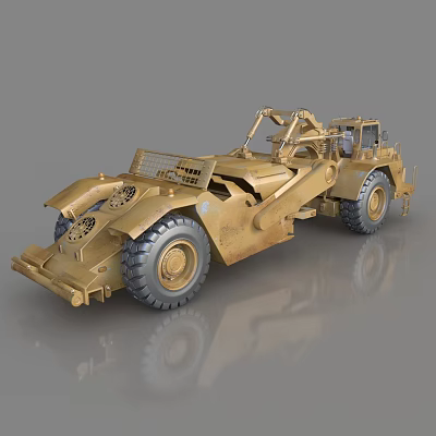 Golden Heavy Duty Utility Vehicle Featuring Large Tires Mechanical Arm And Sturdy Design 3d model