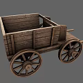 Vintage Wooden Cart With Open Box Structure And Large Wooden Wheels