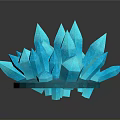 Elegant Blue Crystal Stone Cluster With Wooden Base And Smooth Surface 3d model