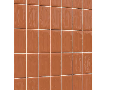 Terracotta Rectangular Floor Tiles With Glazed Textured Surface In Grid Pattern 3d model