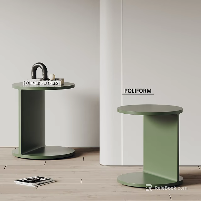 POLIFORM Green Side Tables With Modern Circular Top And Unique Support Structure 3d model 