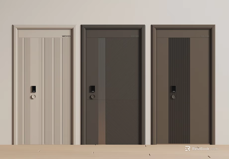 Modern Security Doors With Three Stylish Designs And Durable Locks For Home Safety 3d model