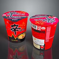 Shin Ramyun Instant Cup Noodles With Red Packaging And Korean Characters