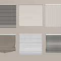 Various Window Blinds Styles Featuring Horizontal Vertical and Fabric Options in Neutral Tones 3d model