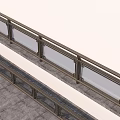 Double Layer Metal Frame Railings With Glass Panels On White Wall And Gray Floor